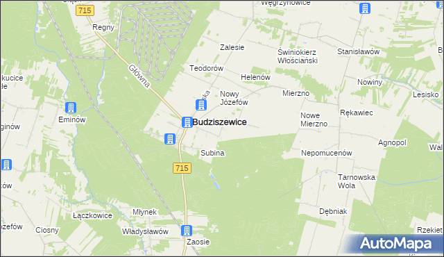 mapa Antolin gmina Budziszewice, Antolin gmina Budziszewice na mapie Targeo