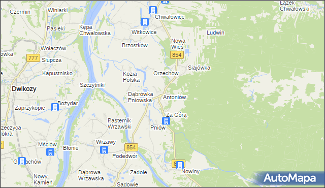 mapa Antoniów gmina Radomyśl nad Sanem, Antoniów gmina Radomyśl nad Sanem na mapie Targeo