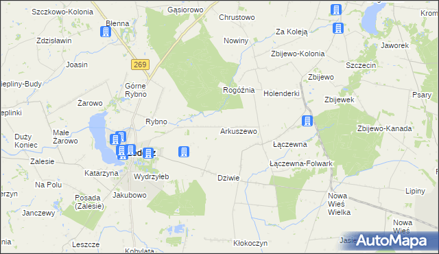 mapa Arkuszewo, Arkuszewo na mapie Targeo
