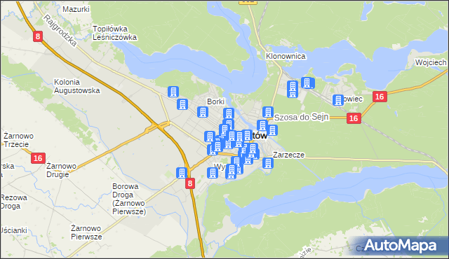mapa Augustów, Augustów na mapie Targeo