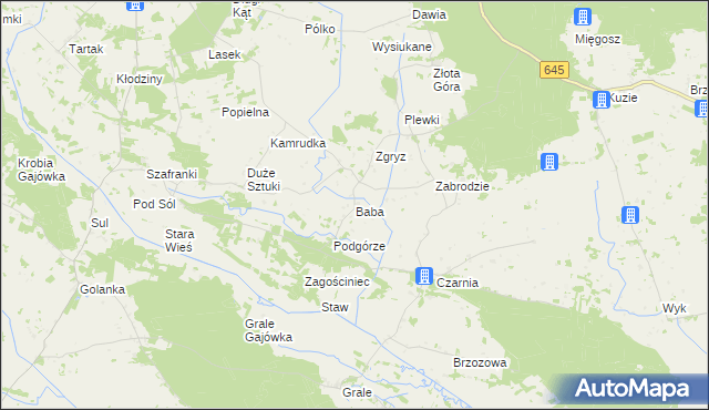 mapa Baba gmina Łyse, Baba gmina Łyse na mapie Targeo