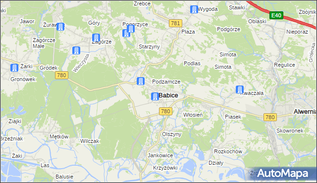 mapa Babice powiat chrzanowski, Babice powiat chrzanowski na mapie Targeo