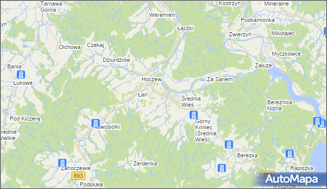 mapa Bachlawa, Bachlawa na mapie Targeo