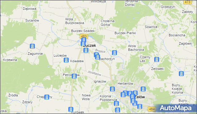 mapa Bachorzyn, Bachorzyn na mapie Targeo