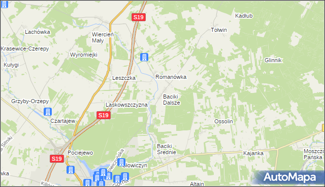 mapa Baciki Dalsze, Baciki Dalsze na mapie Targeo