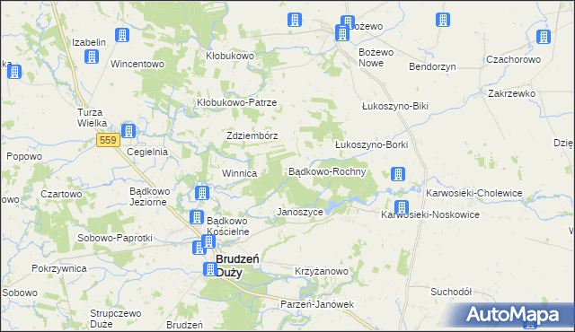 mapa Bądkowo-Rochny, Bądkowo-Rochny na mapie Targeo