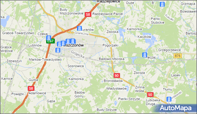 mapa Badowo-Mściska, Badowo-Mściska na mapie Targeo