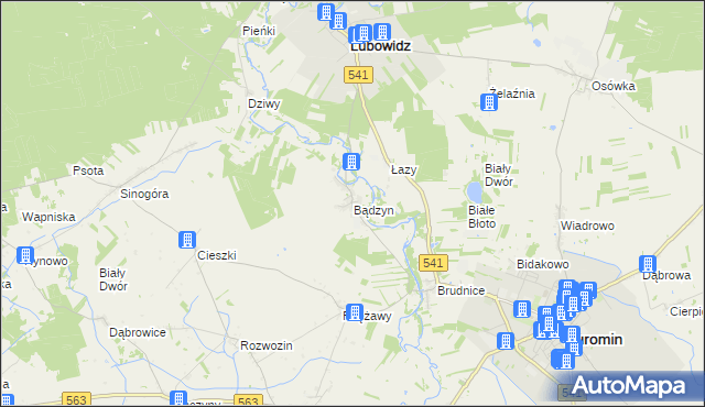 mapa Bądzyn, Bądzyn na mapie Targeo