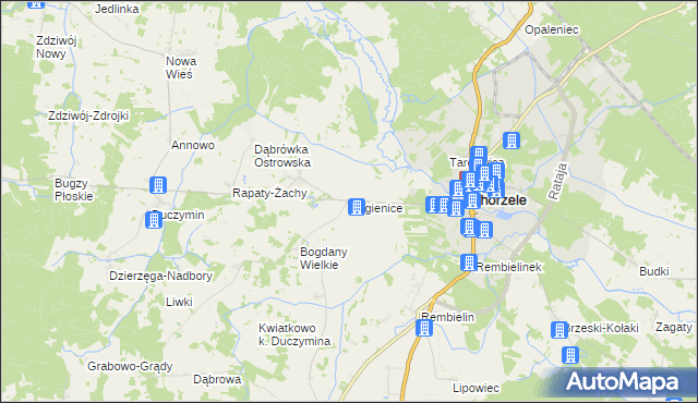 mapa Bagienice gmina Chorzele, Bagienice gmina Chorzele na mapie Targeo