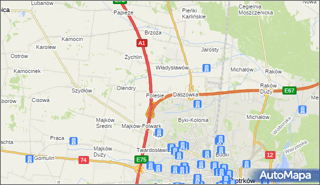 mapa Bąkowiec gmina Grabica, Bąkowiec gmina Grabica na mapie Targeo