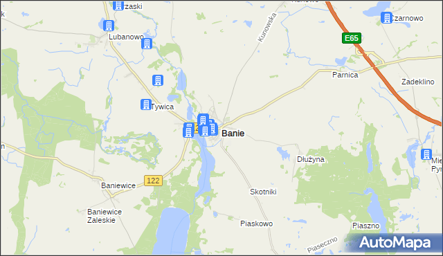 mapa Banie, Banie na mapie Targeo