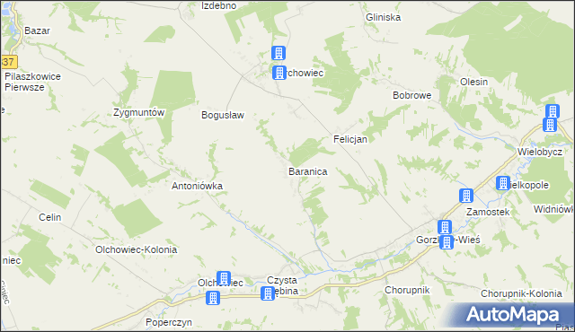 mapa Baranica, Baranica na mapie Targeo