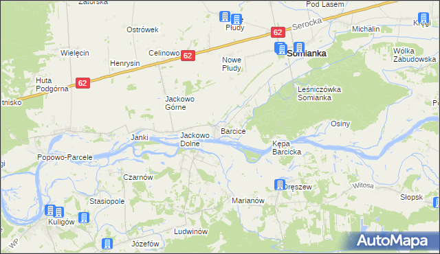 mapa Barcice gmina Somianka, Barcice gmina Somianka na mapie Targeo