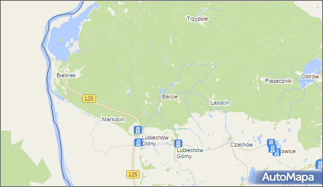 mapa Barcie gmina Cedynia, Barcie gmina Cedynia na mapie Targeo