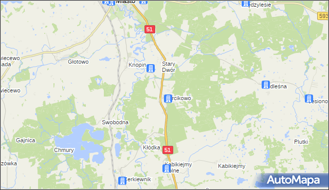 mapa Barcikowo gmina Dobre Miasto, Barcikowo gmina Dobre Miasto na mapie Targeo
