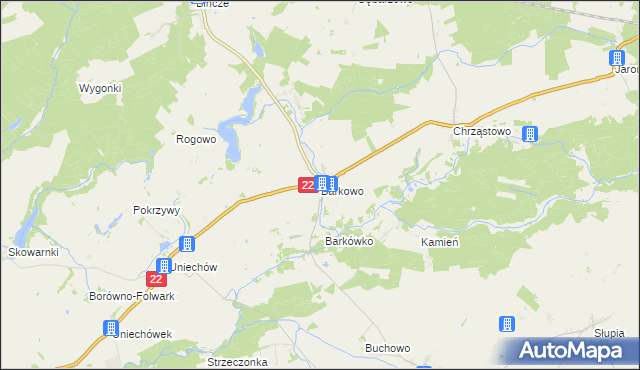 mapa Barkowo gmina Człuchów, Barkowo gmina Człuchów na mapie Targeo