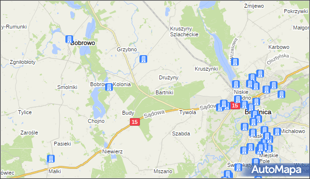mapa Bartniki gmina Brodnica, Bartniki gmina Brodnica na mapie Targeo
