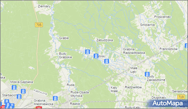 mapa Bartniki gmina Puszcza Mariańska, Bartniki gmina Puszcza Mariańska na mapie Targeo