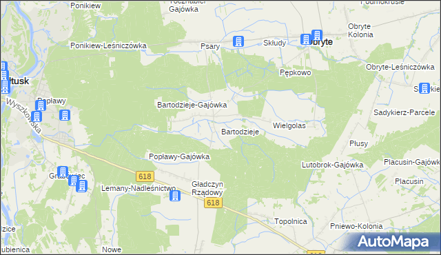 mapa Bartodzieje gmina Obryte, Bartodzieje gmina Obryte na mapie Targeo