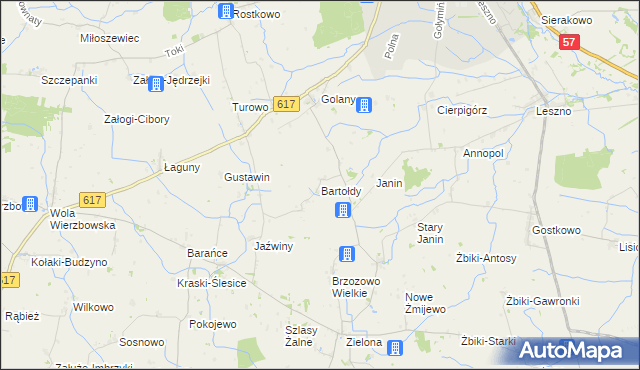 mapa Bartołdy, Bartołdy na mapie Targeo