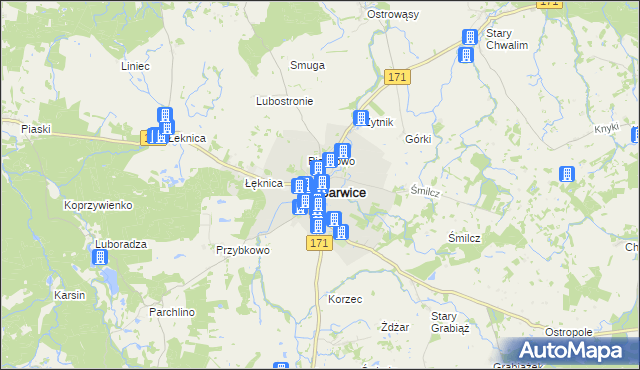 mapa Barwice, Barwice na mapie Targeo