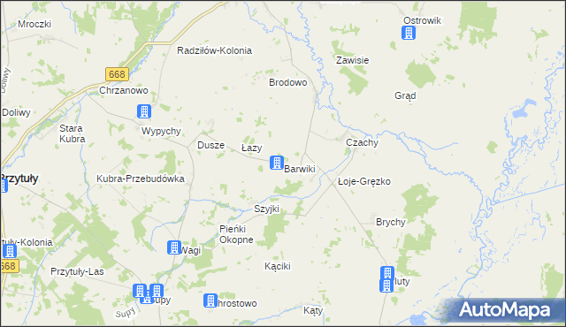 mapa Barwiki, Barwiki na mapie Targeo