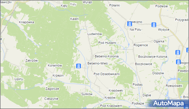 mapa Bebelno-Kolonia, Bebelno-Kolonia na mapie Targeo