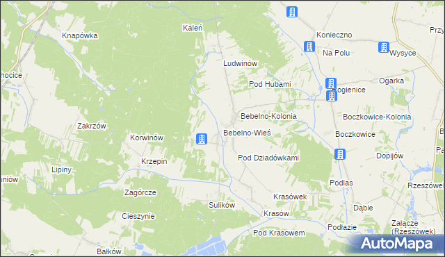 mapa Bebelno-Wieś, Bebelno-Wieś na mapie Targeo
