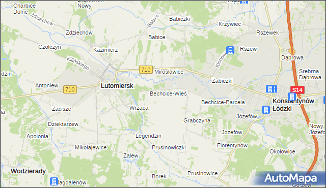 mapa Bechcice-Kolonia, Bechcice-Kolonia na mapie Targeo