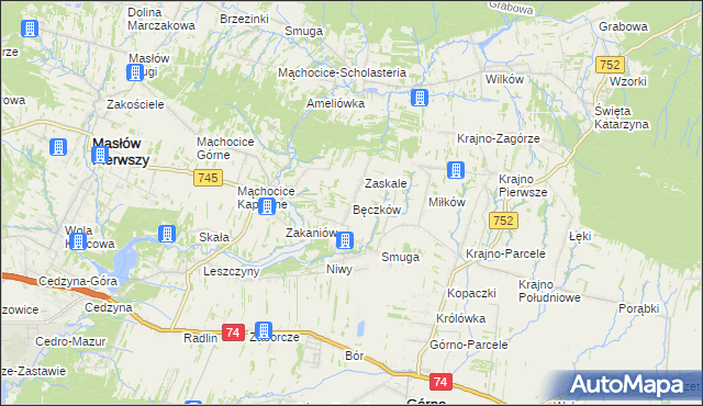 mapa Bęczków, Bęczków na mapie Targeo