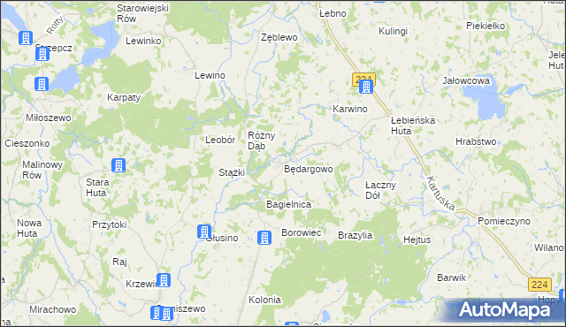 mapa Będargowo gmina Szemud, Będargowo gmina Szemud na mapie Targeo