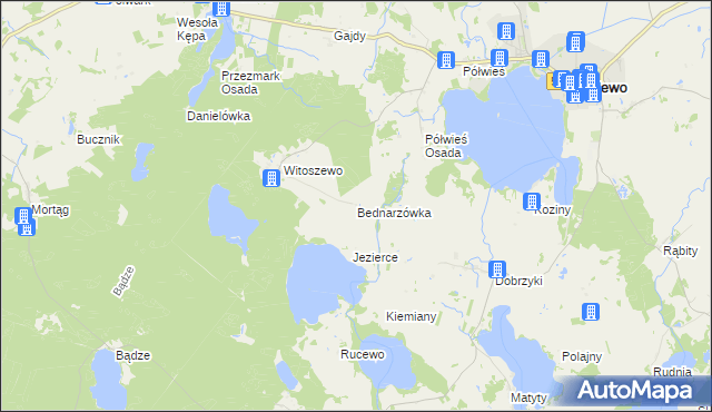 mapa Bednarzówka gmina Zalewo, Bednarzówka gmina Zalewo na mapie Targeo