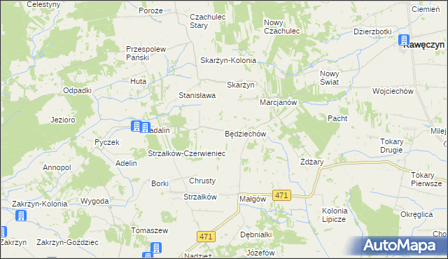 mapa Będziechów, Będziechów na mapie Targeo