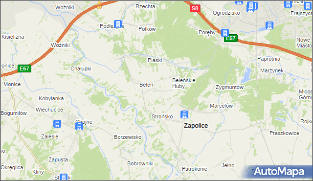 mapa Beleń-Kolonia, Beleń-Kolonia na mapie Targeo
