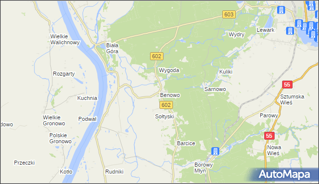 mapa Benowo, Benowo na mapie Targeo