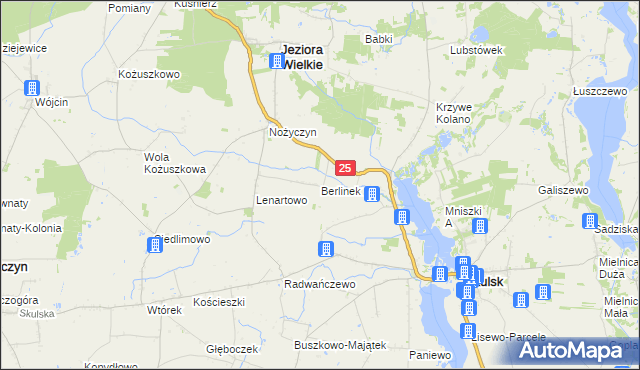 mapa Berlinek gmina Jeziora Wielkie, Berlinek gmina Jeziora Wielkie na mapie Targeo