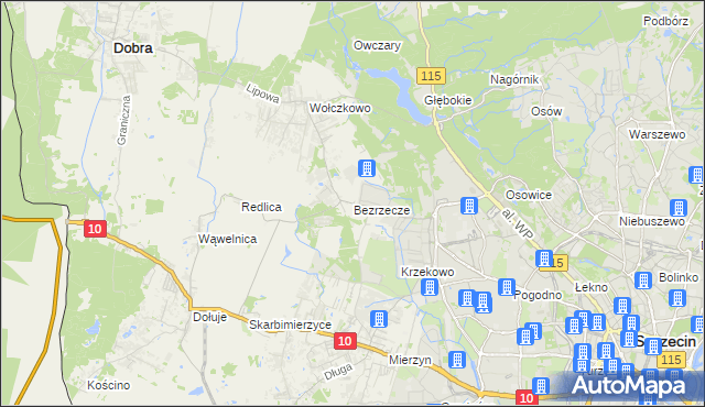 mapa Bezrzecze, Bezrzecze na mapie Targeo