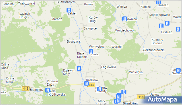 mapa Biała gmina Grodziec, Biała gmina Grodziec na mapie Targeo