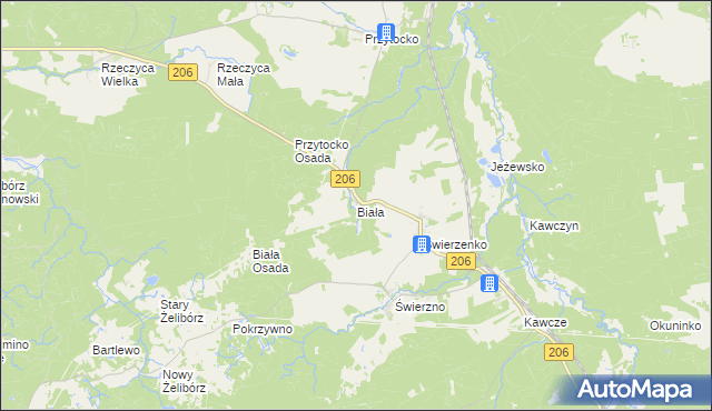 mapa Biała gmina Miastko, Biała gmina Miastko na mapie Targeo
