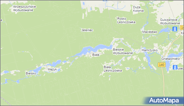 mapa Biała gmina Wieleń, Biała gmina Wieleń na mapie Targeo