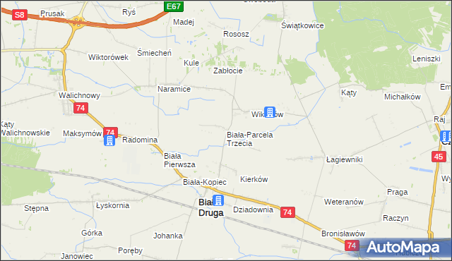 mapa Biała-Parcela Trzecia, Biała-Parcela Trzecia na mapie Targeo