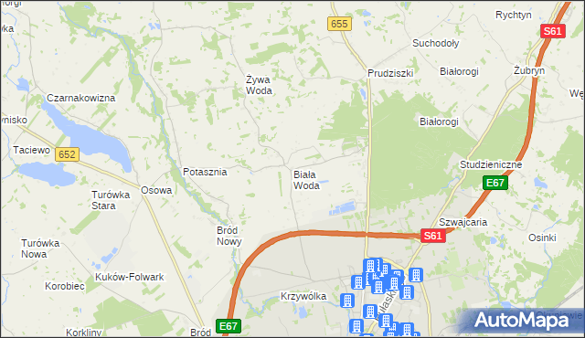 mapa Biała Woda gmina Suwałki, Biała Woda gmina Suwałki na mapie Targeo