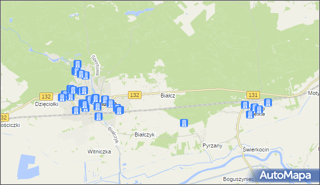 mapa Białcz gmina Witnica, Białcz gmina Witnica na mapie Targeo