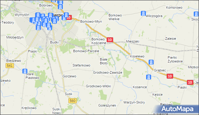mapa Białe Błoto gmina Sierpc, Białe Błoto gmina Sierpc na mapie Targeo