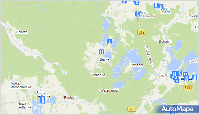 mapa Białka gmina Dębowa Kłoda, Białka gmina Dębowa Kłoda na mapie Targeo