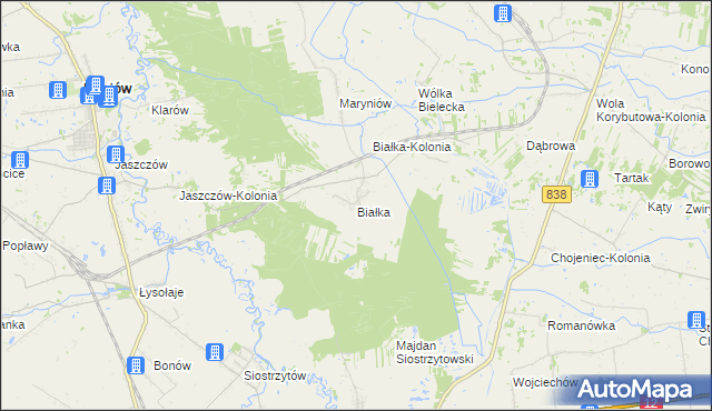 mapa Białka gmina Milejów, Białka gmina Milejów na mapie Targeo