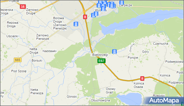 mapa Białobrzegi gmina Augustów, Białobrzegi gmina Augustów na mapie Targeo
