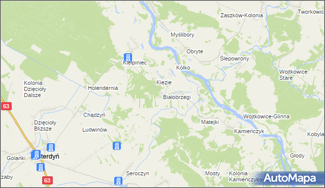 mapa Białobrzegi gmina Sterdyń, Białobrzegi gmina Sterdyń na mapie Targeo