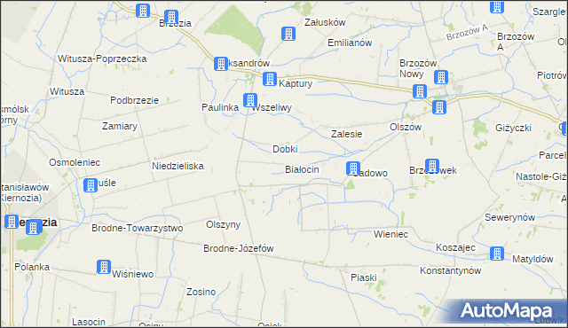 mapa Białocin gmina Iłów, Białocin gmina Iłów na mapie Targeo
