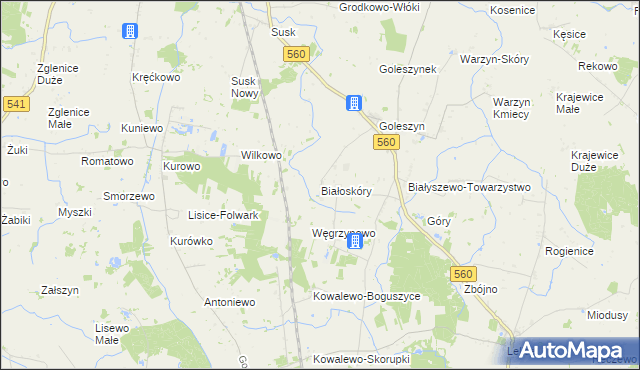 mapa Białoskóry gmina Sierpc, Białoskóry gmina Sierpc na mapie Targeo